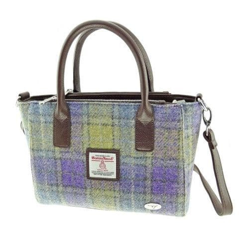 ladies authentic harris tweed small tote bag brora in muted lilac green check lb1228 c 8582 p.jpg