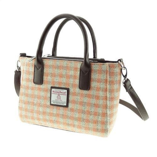 ladies authentic harris tweed small tote bag brora in coral gingham lb1228 col 105 8580 p.jpg