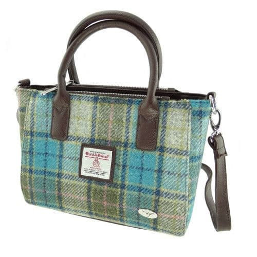 ladies authentic harris tweed small tote bag brora in turquoise tartan lb1228 col122 8577 p.jpg