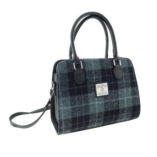 ladies harris tweed findhorn midi tote bag in grey black tartan lb1227 col95 8590 p.jpg