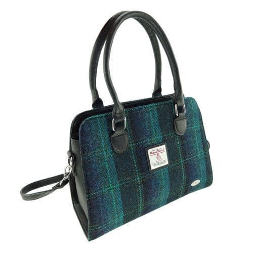 ladies harris tweed findhorn midi tote bag in blue with turquoise overcheck lb1227 col119 4903 p.jpg