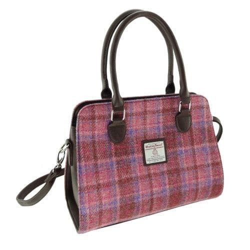 ladies harris tweed findhorn midi tote bag in pink check lb1227 col103 8591 p.jpg