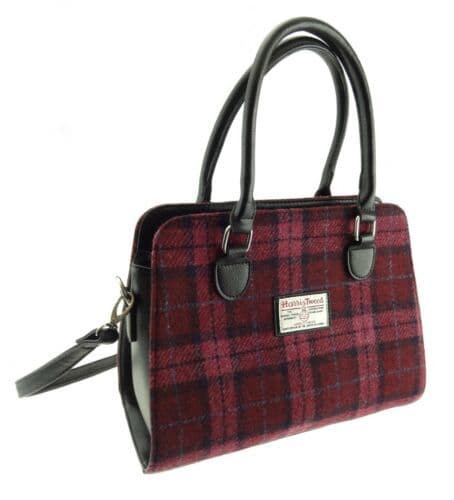 ladies harris tweed findhorn midi tote bag in raspberry check lb1227 col90 4907 p.jpg