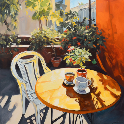 mhoydich acrylic painting sunny los angeles patio coffee 7f69345c 3b20 47bf aee6 d0e16ca8c1b3.png