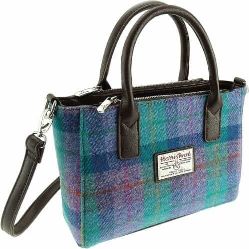 ladies authentic harris tweed small tote bag brora in green purple check lb1228 col79 4920 p.jpg