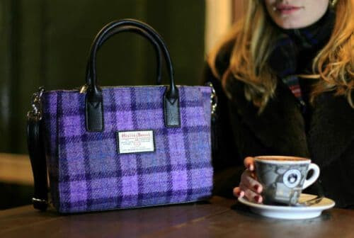 ladies authentic harris tweed small tote bag brora in bold purple check lb1228 col89 4921 p.jpg