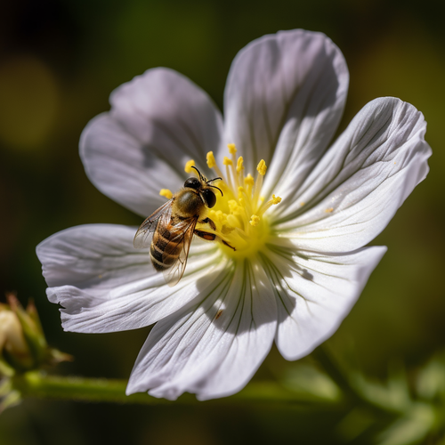 chowmeins A close up of a flower with a bee collecting nectar. 9fc79d99 d64f 4754 98b7 53a75007a680.png