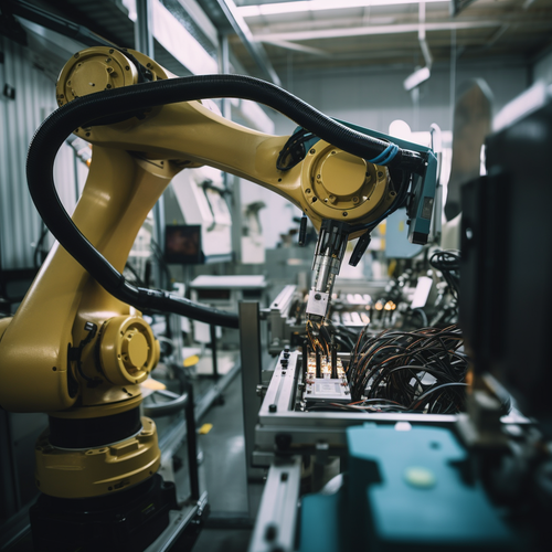 chowmeins A high tech robotic arm working on an assembly line. 070989b2 b14b 423a 97fc 44a247410a90.png