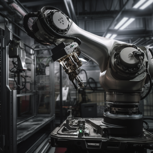 chowmeins A high tech robotic arm working on an assembly line. 6344b806 014e 495d 81c9 7a83acc61c7b.png