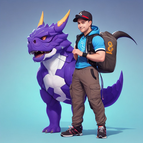 DreamShaper v5 male Trainer with cute fourlegged cryptomonster 234.jpg