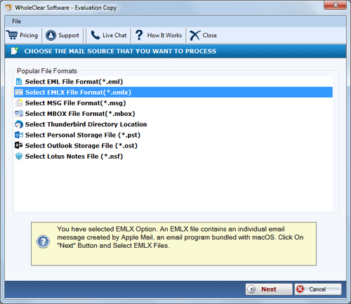 WholeClear EMLX to MBOX Converter Software.png
