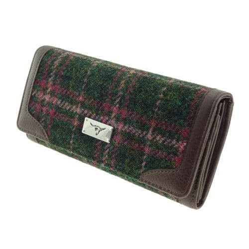 women s harris tweed bute long purse in dark green and plum check lb2000 col107 8657 p.jpg