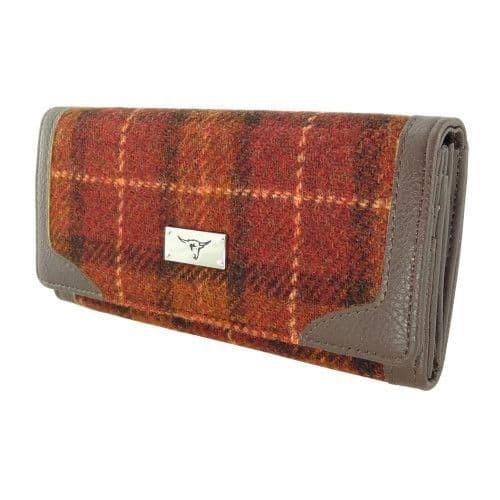 women s harris tweed bute long purse in brown with orange overcheck lb2000 col117 8663 p.jpg