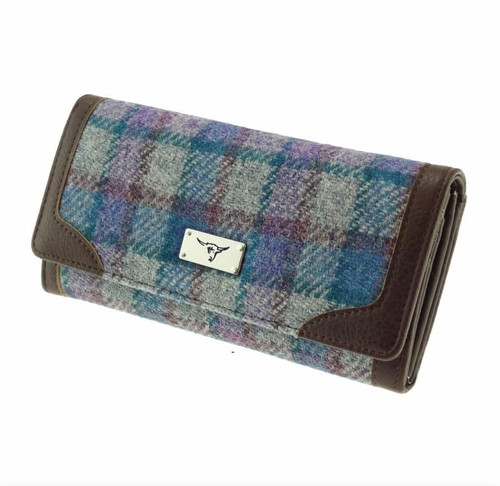 women s harris tweed bute long purse in blue purple check on grey lb2000 col98 4947 p.jpg
