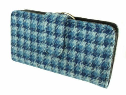ladies harris tweed iona long clasp purse in bright blue dog tooth lb2001 col63 4954 p.jpg