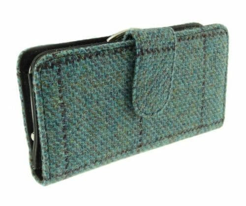 ladies harris tweed iona long clasp purse in turquoise step weave check lb2001 col55 4951 p.jpg