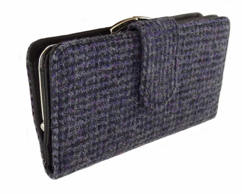 ladies harris tweed iona long clasp purse in small purple check lb2001 col56 4952 p.jpg