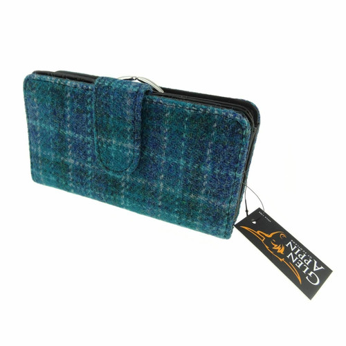 ladies harris tweed iona long clasp purse in sea blue check lb2001 col92 4957 p.jpg