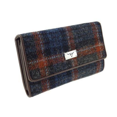 women s harris tweed tiree flap over long wallet purse in grey with rust overcheck lb2 5034 p.jpg