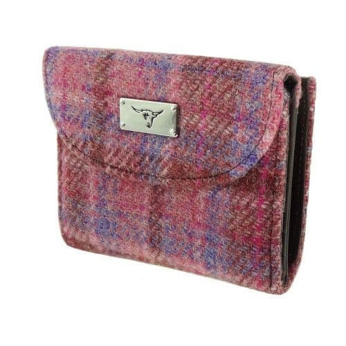 ladies harris tweed jura short wallet pink check lb2002 col103 8689 p.jpg