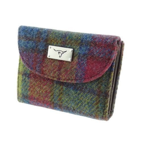 ladies harris tweed jura short wallet in multi colour tartan lb2002 col46 8687 p.jpg