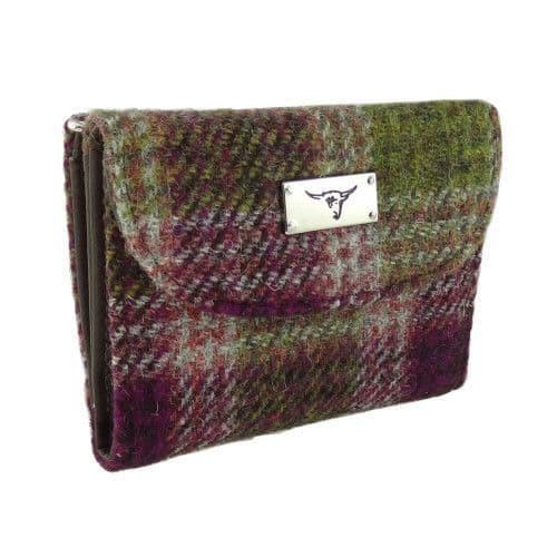 ladies harris tweed jura short wallet in heather checklb2002 col125 8692 p.jpg