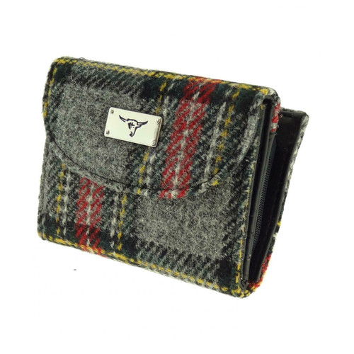 ladies harris tweed jura short wallet in grey red tartan lb2002 col96 4969 p.jpg