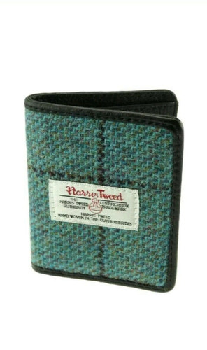 harris tweed lewis credit card holder in turquoise step weave check lb2006 col55 4979 p.jpg