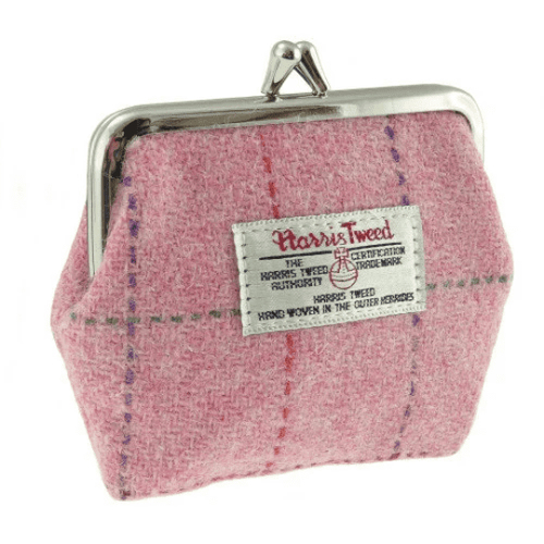 ladies harris tweed eigg small clasp purse in bright pink with overcheck lb2035 col68 8423 p.png
