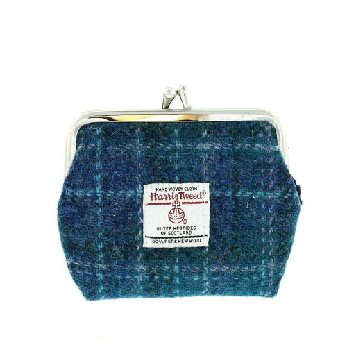 ladies harris tweed clasp coin purse eigg in sea blue check lb2035 col92 4998 p.jpg