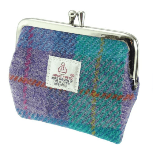 ladies harris tweed eigg small clasp purse in green purple check lb2035 col79 8422 p.png