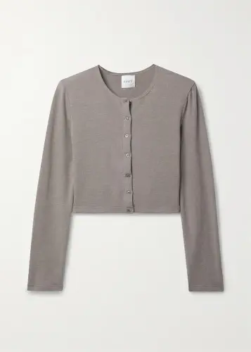 LESET Lauren cropped brushed stretch knit cardigan.webp