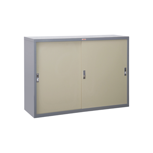 ลีโก้ ตู้บานเลื่อนทึบทรงเตี้ยอเนกประสงค์ 4 ฟุต 3 ชั้น สีเทาสลับ.png