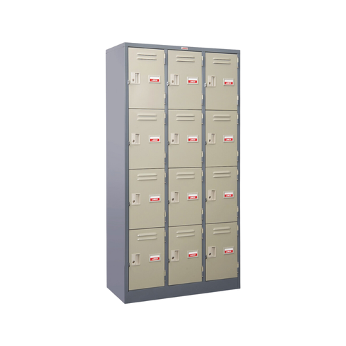 ลีโก้ ตู้ล็อคเกอร์ทรงสูง 12 ประตู สีเทาสลับ.png