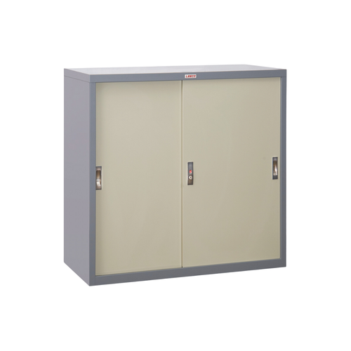 ลีโก้ ตู้บานเลื่อนทึบทรงเตี้ยอเนกประสงค์ 3 ฟุต 3 ชั้น สีเทาสลับ.png