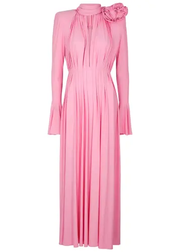 MAGDA BUTRYM Pleated floral appliquéd maxi dress.webp