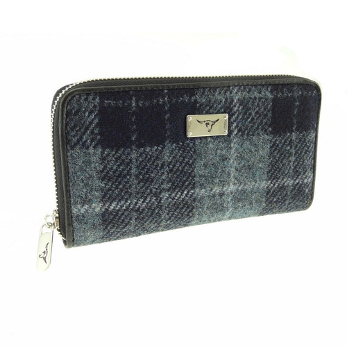 ladies harris tweed long zip purse staffa in grey black tartan lb2100 col95 5011 p.jpg