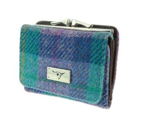 ladies harris tweed clasp purse unst in green purple check lb2113 col79 5046 p.jpg