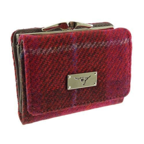 ladies harris tweed clasp purse unst in deep pink check lb2113 col52 5038 p.jpg