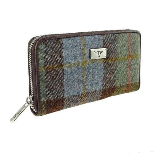 ladies harris tweed long zip purse staffa in macleod tartan lb2100 col15 8676 p.jpg