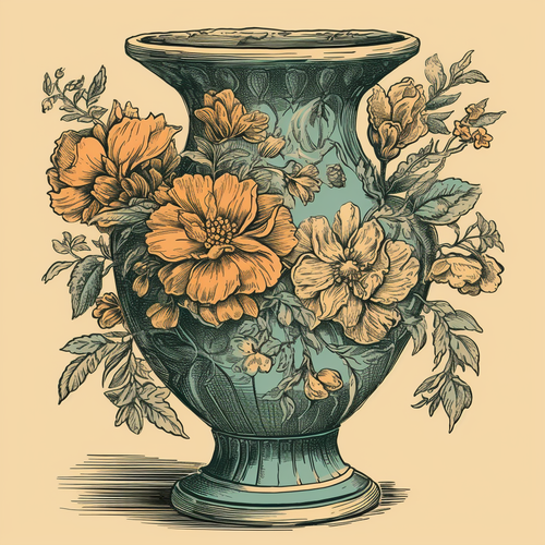 mhoydich an antique vase with flowers in it is shown in the sty 2bd57ebf acc0 44f5 bf4f 0f2403c2aaf9.png