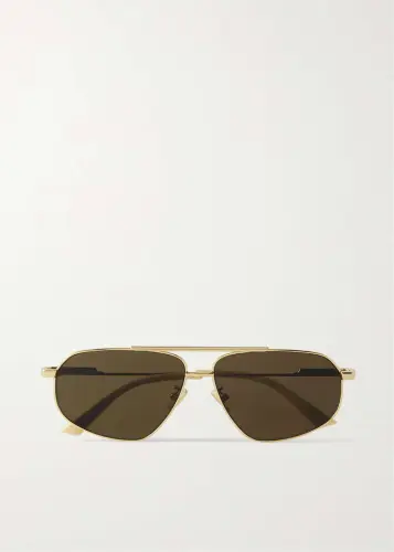BOTTEGA VENETA Original aviator style gold tone sunglasse.webp