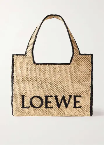 Loewe Paula's Ibiza embroidered two tone raffia tote.webp