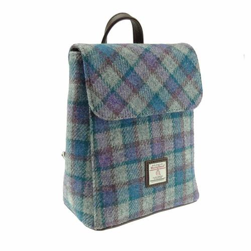 harris tweed tummel mini backpack in blue purple check on grey 4890 p.jpg