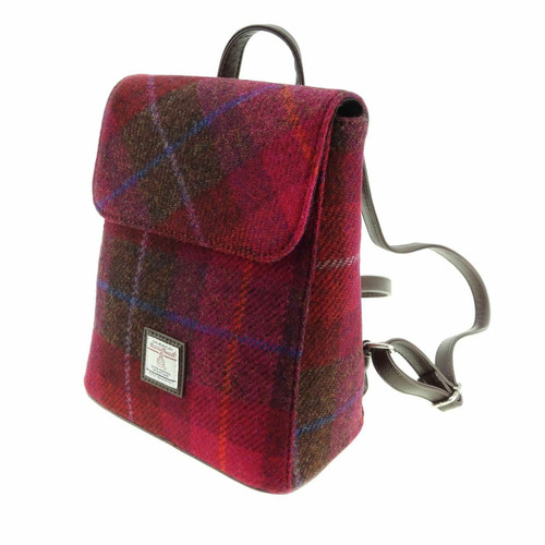 harris tweed tummel mini backpack in deep pink tartan 4882 p.jpg