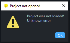 Project was not loaded! Unknown error