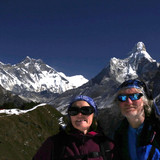 Everest on the left connect to Lhotse, ama Dablam extreme right