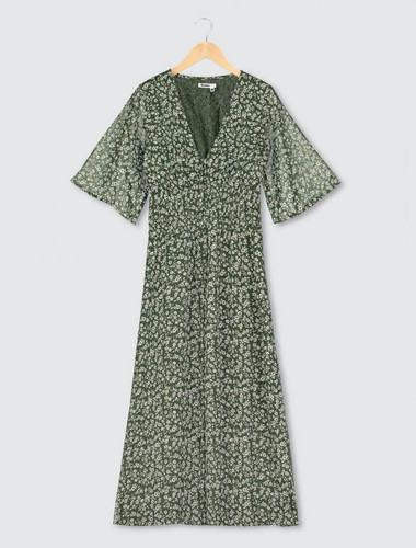 femme robe longue en voile imprimc3a9e en polyester recyclc3a9 vert emeraude robe bzb 4.jpg