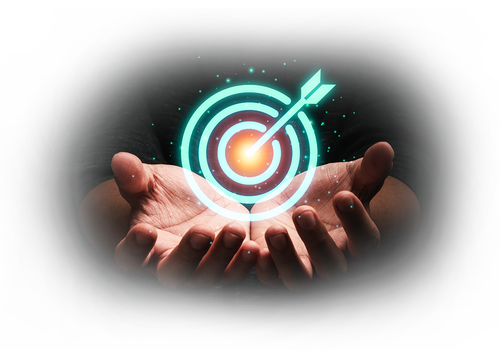 businessman holding virtual dartboard with arrow setup business achievement objective target concept.png