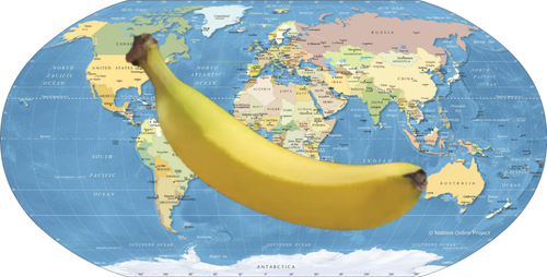 Banana vs World (to scale)